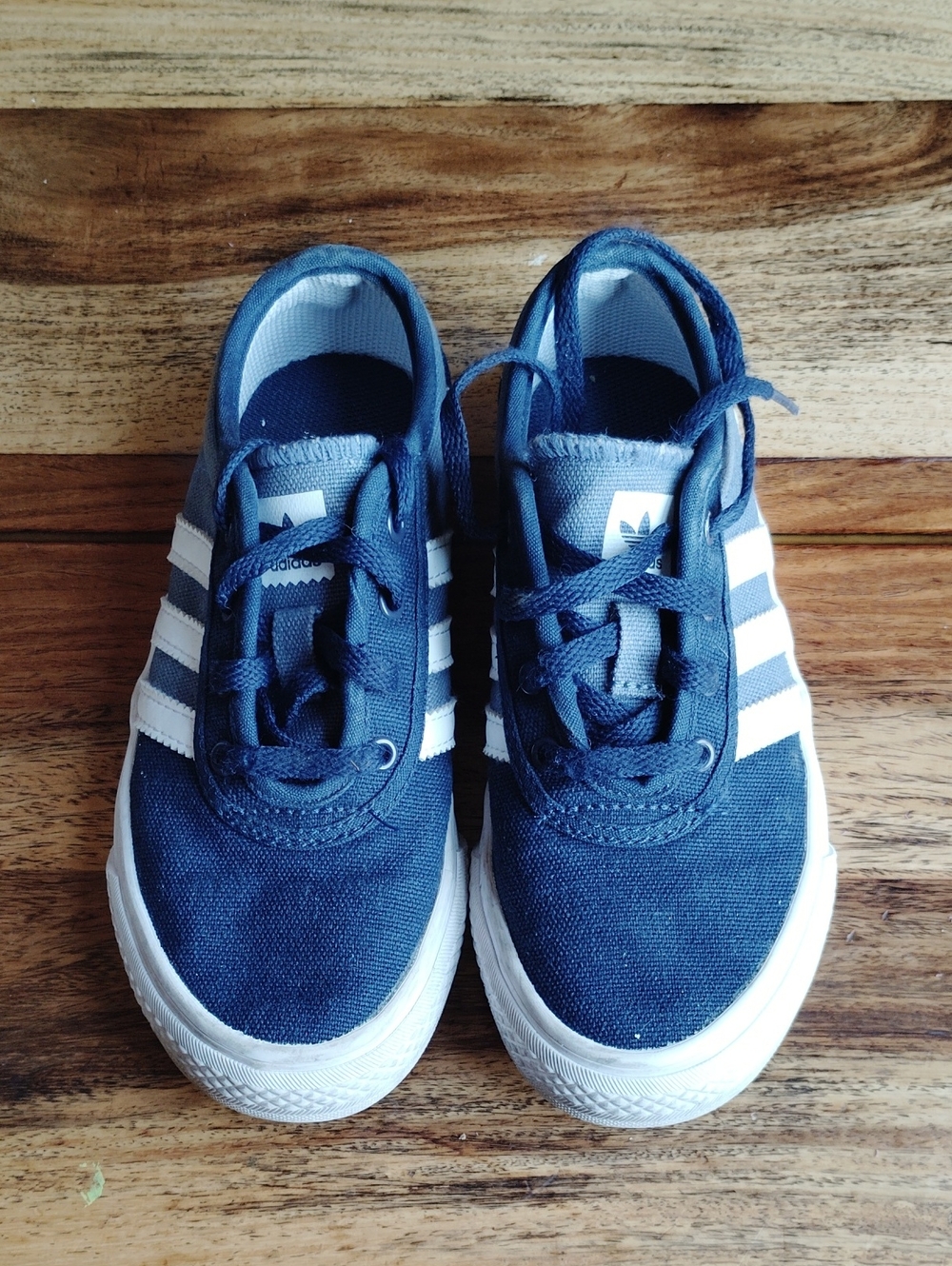 Adidas Kids Casual Navy Canvas Court Sneakers Sz 13K
